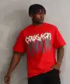 Erkek Baskılı T-Shirt Kısa Kol Bisiklet Yaka Rahat Kalıp Tişört - Kırmızı