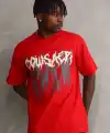 Erkek Baskılı T-Shirt Kısa Kol Bisiklet Yaka Rahat Kalıp Tişört - Kırmızı