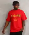 Erkek Baskılı T-Shirt Kısa Kol Bisiklet Yaka Rahat Kalıp Tişört - Kırmızı
