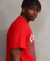Erkek Baskılı T-Shirt Kısa Kol Bisiklet Yaka Rahat Kalıp Tişört - Kırmızı