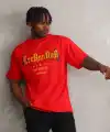 Erkek Baskılı T-Shirt Kısa Kol Bisiklet Yaka Rahat Kalıp Tişört - Kırmızı