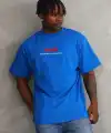 Erkek Baskılı T-Shirt Kısa Kol Bisiklet Yaka Rahat Kalıp Tişört  - Mavi