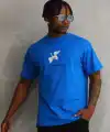 Erkek Baskılı T-Shirt Kısa Kol Bisiklet Yaka Rahat Kalıp Tişört - Mavi