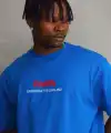 Erkek Baskılı T-Shirt Kısa Kol Bisiklet Yaka Rahat Kalıp Tişört  - Mavi