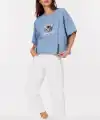 Erkek Baskılı T-Shirt Kısa Kol Bisiklet Yaka Rahat Kalıp Tişört - Mavi