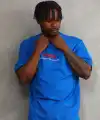 Erkek Baskılı T-Shirt Kısa Kol Bisiklet Yaka Rahat Kalıp Tişört  - Mavi
