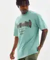 Erkek Baskılı T-Shirt Kısa Kol Bisiklet Yaka Rahat Kalıp Tişört - Mint Yeşili