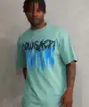 Erkek Baskılı T-Shirt Kısa Kol Bisiklet Yaka Rahat Kalıp Tişört - Mint Yeşili