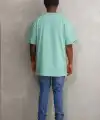 Erkek Baskılı T-Shirt Kısa Kol Bisiklet Yaka Rahat Kalıp Tişört - Mint Yeşili