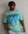Erkek Baskılı T-Shirt Kısa Kol Bisiklet Yaka Rahat Kalıp Tişört - Mint Yeşili