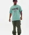 Erkek Baskılı T-Shirt Kısa Kol Bisiklet Yaka Rahat Kalıp Tişört - Mint Yeşili