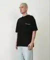 Erkek Baskılı T-Shirt Kısa Kol Bisiklet Yaka Rahat Kalıp Tişört  - Siyah