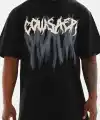 Erkek Baskılı T-Shirt Kısa Kol Bisiklet Yaka Rahat Kalıp Tişört - Siyah