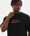 Erkek Baskılı T-Shirt Kısa Kol Bisiklet Yaka Rahat Kalıp Tişört  - Siyah
