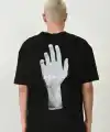 Erkek Baskılı T-Shirt Kısa Kol Bisiklet Yaka Rahat Kalıp Tişört - Siyah
