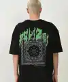 Erkek Baskılı T-Shirt Kısa Kol Bisiklet Yaka Rahat Kalıp Tişört  - Siyah