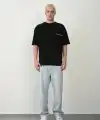 Erkek Baskılı T-Shirt Kısa Kol Bisiklet Yaka Rahat Kalıp Tişört  - Siyah