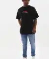 Erkek Baskılı T-Shirt Kısa Kol Bisiklet Yaka Rahat Kalıp Tişört  - Siyah
