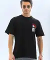 Erkek Baskılı T-Shirt Kısa Kol Bisiklet Yaka Rahat Kalıp Tişört  - Siyah