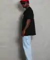 Erkek Baskılı T-Shirt Kısa Kol Bisiklet Yaka Rahat Kalıp Tişört - Siyah