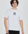 Erkek Baskılı T-Shirt Kısa Kol Bisiklet Yaka Regular Fit Rahat Kalıp Günlük Tişört - Beyaz