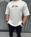 Erkek Baskılı T-Shirt Kısa Kol Bisiklet Yaka Regular Fit Rahat Kalıp Günlük Tişört - Beyaz