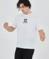 Erkek Baskılı T-Shirt Kısa Kol Bisiklet Yaka Regular Fit Rahat Kalıp Günlük Tişört - Beyaz