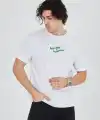 Erkek Baskılı T-Shirt Kısa Kol Bisiklet Yaka Regular Fit Rahat Kalıp Günlük Tişört - Beyaz