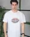 Erkek Baskılı T-Shirt Kısa Kol Bisiklet Yaka Regular Fit Rahat Kalıp Günlük Tişört - Beyaz