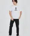 Erkek Baskılı T-Shirt Kısa Kol Bisiklet Yaka Regular Fit Rahat Kalıp Günlük Tişört - Beyaz