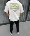 Erkek Baskılı T-Shirt Kısa Kol Bisiklet Yaka Regular Fit Rahat Kalıp Günlük Tişört - Beyaz