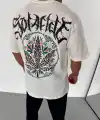 Erkek Baskılı T-Shirt Kısa Kol Bisiklet Yaka Regular Fit Rahat Kalıp Günlük Tişört - Beyaz