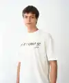 Erkek Baskılı T-Shirt Kısa Kol Bisiklet Yaka Regular Fit Rahat Kalıp Günlük Tişört- Beyaz