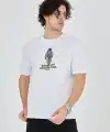 Erkek Baskılı T-Shirt Kısa Kol Bisiklet Yaka Regular Fit Rahat Kalıp Günlük Tişört - Beyaz