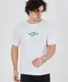 Erkek Baskılı T-Shirt Kısa Kol Bisiklet Yaka Regular Fit Rahat Kalıp Günlük Tişört - Beyaz