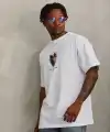 Erkek Baskılı T-Shirt Kısa Kol Bisiklet Yaka Regular Fit Rahat Kalıp Günlük Tişört - Beyaz
