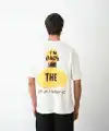 Erkek Baskılı T-Shirt Kısa Kol Bisiklet Yaka Regular Fit Rahat Kalıp Günlük Tişört- Beyaz