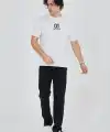 Erkek Baskılı T-Shirt Kısa Kol Bisiklet Yaka Regular Fit Rahat Kalıp Günlük Tişört - Beyaz