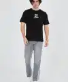 Erkek Baskılı T-Shirt Kısa Kol Bisiklet Yaka Regular Fit Rahat Kalıp Günlük Tişört - Siyah