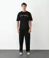 Erkek Baskılı T-Shirt Kısa Kol Bisiklet Yaka Regular Fit Rahat Kalıp Günlük Tişört - Siyah