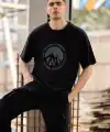 Erkek Baskılı T-Shirt Kısa Kol Bisiklet Yaka Regular Fit Rahat Kalıp Günlük Tişört - Siyah