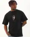 Erkek Baskılı T-Shirt Kısa Kol Bisiklet Yaka Regular Fit Rahat Kalıp Günlük Tişört - Siyah