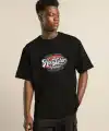 Erkek Baskılı T-Shirt Kısa Kol Bisiklet Yaka Regular Fit Rahat Kalıp Günlük Tişört - Siyah