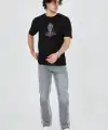 Erkek Baskılı T-Shirt Kısa Kol Bisiklet Yaka Regular Fit Rahat Kalıp Günlük Tişört - Siyah