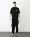 Erkek Baskılı T-Shirt Kısa Kol Bisiklet Yaka Regular Fit Rahat Kalıp Günlük Tişört - Siyah