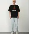 Erkek Baskılı T-Shirt Kısa Kol Bisiklet Yaka Regular Fit Rahat Kalıp Günlük Tişört - Siyah