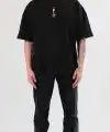 Erkek Baskılı T-Shirt Kısa Kol Bisiklet Yaka Regular Fit Rahat Kalıp Günlük Tişört - Siyah