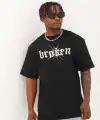Erkek Baskılı T-Shirt Kısa Kol Bisiklet Yaka Regular Fit Rahat Kalıp Günlük Tişört - Siyah