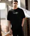 Erkek Baskılı T-Shirt Kısa Kol Bisiklet Yaka Regular Fit Rahat Kalıp Günlük Tişört - Siyah