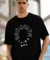 Erkek Baskılı T-Shirt Kısa Kol Bisiklet Yaka Regular Fit Rahat Kalıp Günlük Tişört - Siyah